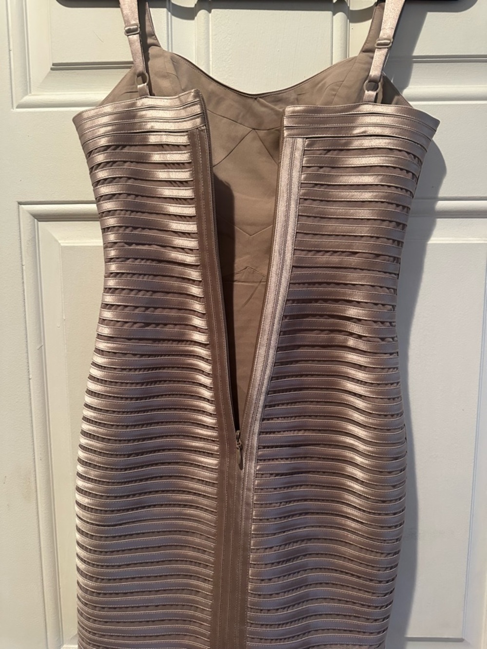 BCBGMaxAzria Metallic Taupe Strappy Mini Dress - Picture 10 of 15